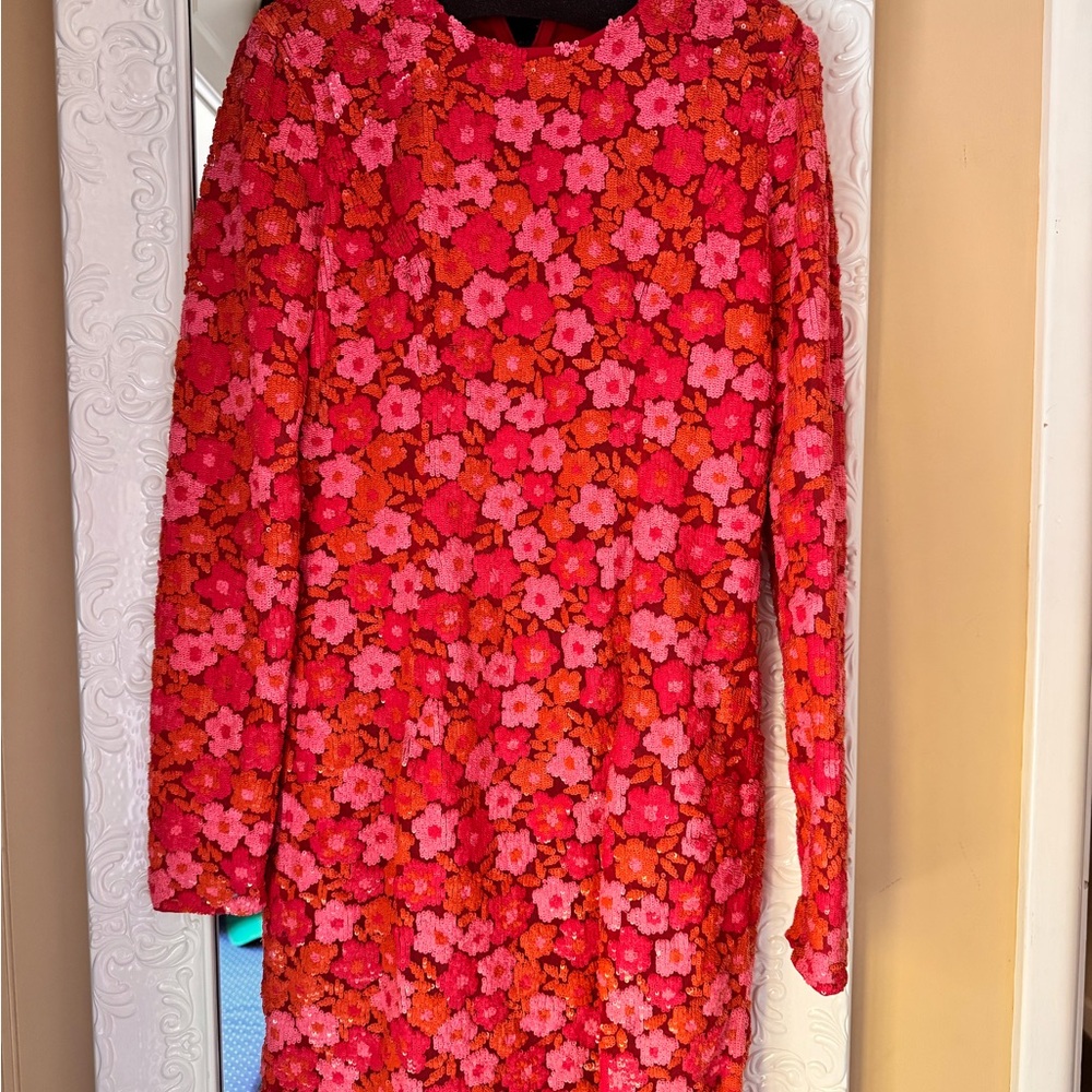 Authentic Michael Kors Collection Floral Sequin Women's Dress - Pink and Orange - Picture 5 of 8